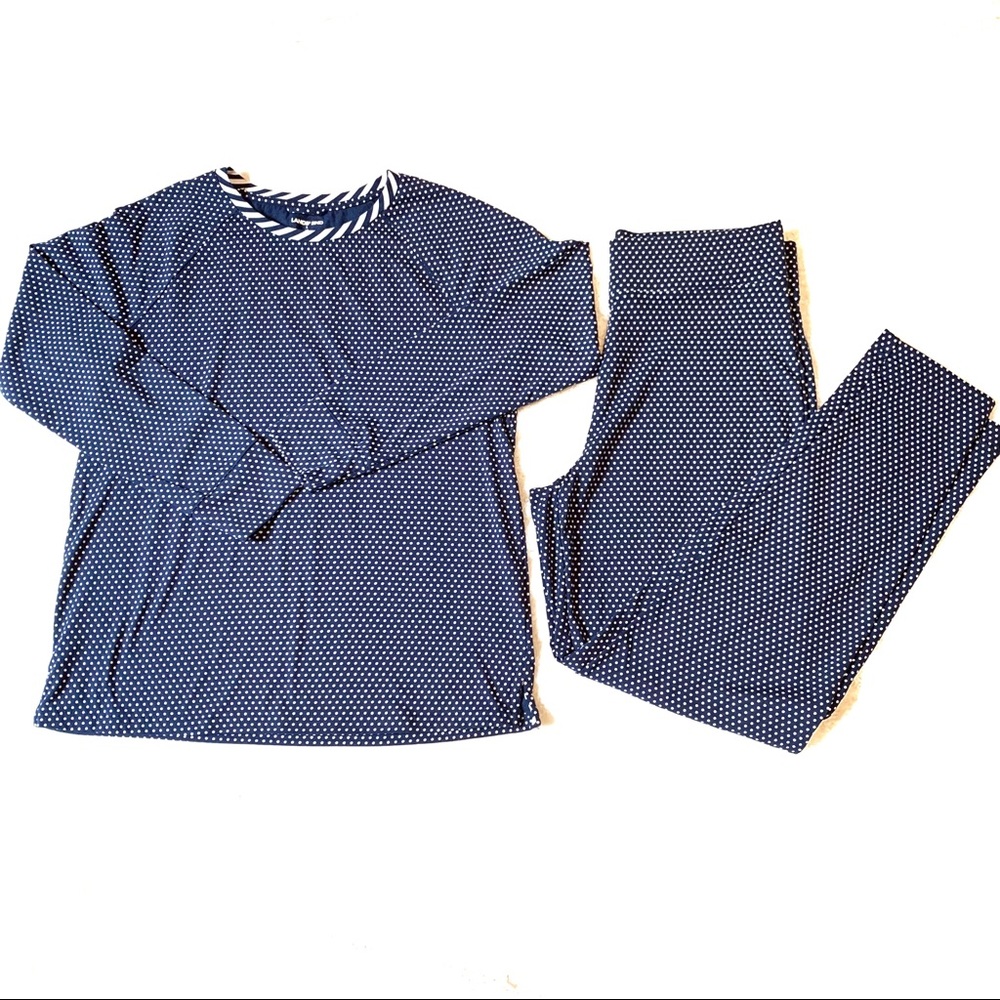 Lands’ End 2 piece Blue and White Polka Dot Legging set